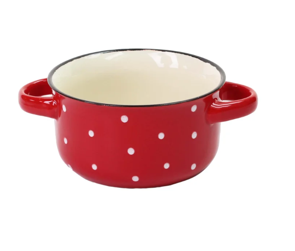 Miska s uchy 580ml Puntík červená, keramika Miska s uchy 580ml Puntík červená, keramika - Kuchyně stolování