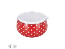 Miska+víčko 600ml/13cm puntík červená, smalt/UH