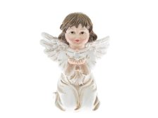Anděl se svíčkou 10,5cm bílý, polyresin