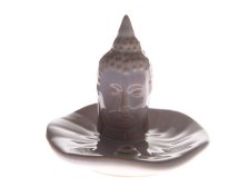 Stojánek Budha 10,5x9cm na vonné tyčinky bílý, keramika