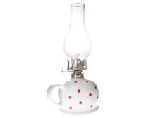 Petrolejka 28cm bílá s puntíky,sklo/keramika 56276