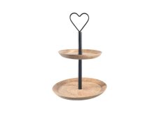 Etažér 2 patra 36cm, kov/mangovník