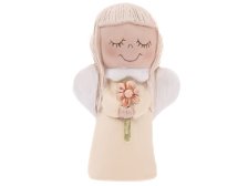 Anděl 12cm s kytičkou žlutý, sádra