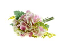 Kytice hortenzie+kapradí 30cm růžová