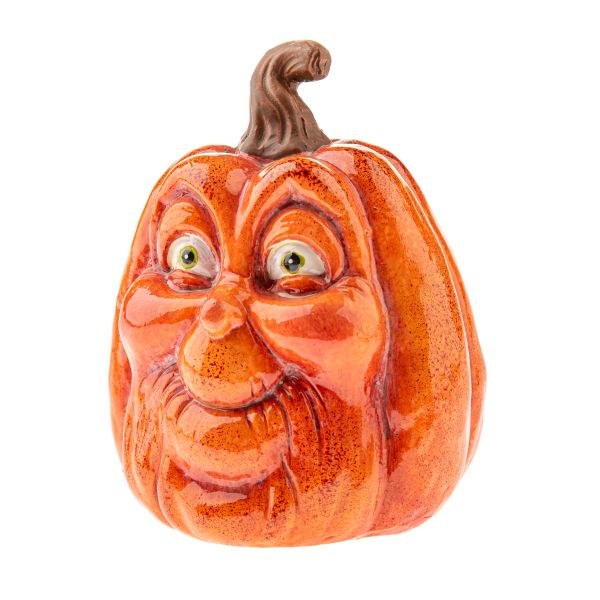 Dýně s tváří 11,8cm oranžová, keramika Dýně s tváří 11,8cm oranžová, keramika - Domácnost a úklid Podzim + Halloween