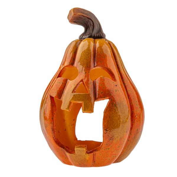 Svícen Dýně 19,7cm oranžový, keramika - Domácnost a úklid Podzim + Halloween