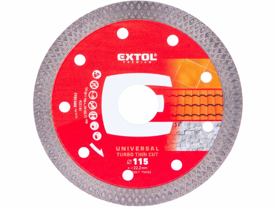 Kotouč řez.diam.115x22,2x1,2mm turbo Extol Premium - Kotouče řezné