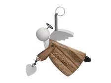 Anděl 16cm s pružinou závěs.natur/bílý, dřevo 56578