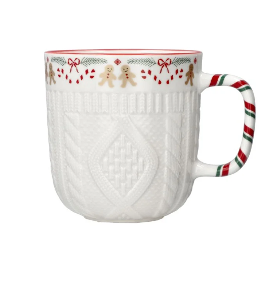 Hrnek 345ml Perníček pletený vzor, porcelán - Domácnost a úklid Zima + Vánoce