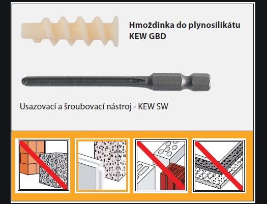 Nástroj usazovací KEW SW GBD Nástroj usazovací KEW SW GBD - Kotevní technika Hmoždinky rámové, fasádní